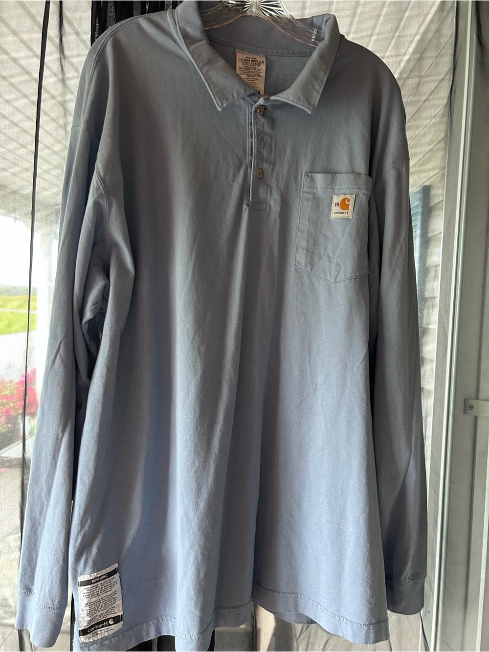 Carhartt FR Men's Long Sleeve Pocket Polo - Dusty Blue